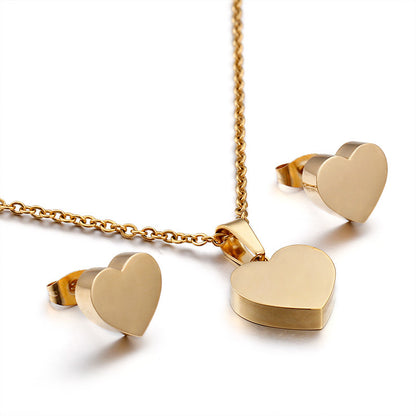 Fashion Heart Pendant Earrings Jewelry Set