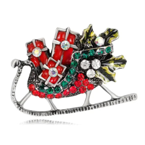 Alloy Christmas Brooch with Leaf Garland – Festive design with elegant detailing