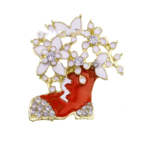 Alloy Christmas Brooch with Leaf Garland – Festive design with elegant detailing