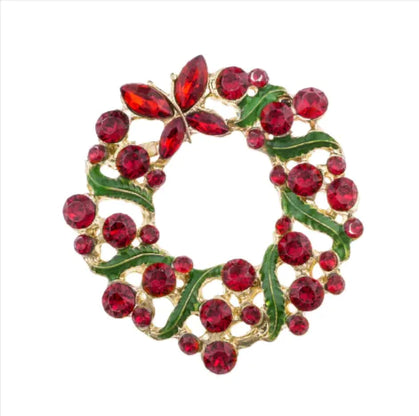 Alloy Christmas Brooch with Leaf Garland – Festive design with elegant detailing