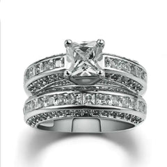 Jubilee Set of 2 Stacking Rings In Pure Crystal Love On Platinum Plating