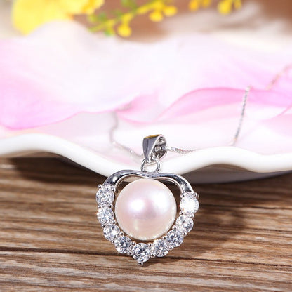 925 Silver Diamond Love Pendant Freshwater Pearl Pendant Fashion Ornament White Copper Gold-plated Jewelry