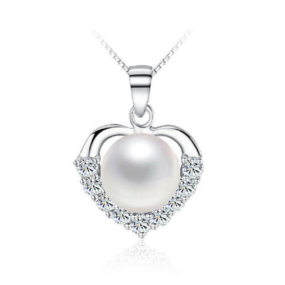 925 Silver Diamond Love Pendant Freshwater Pearl Pendant Fashion Ornament White Copper Gold-plated Jewelry