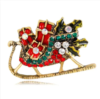 Alloy Christmas Brooch with Leaf Garland – Festive design with elegant detailing