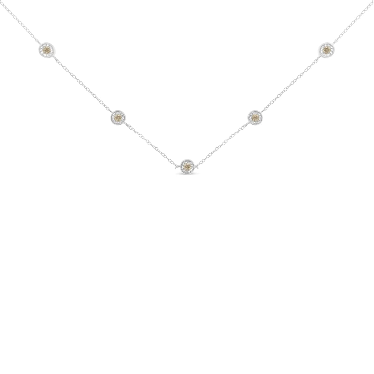 Sterling Silver Diamond Station Necklace (1/2 cttw, I-J Color, I1-I2 Clarity)