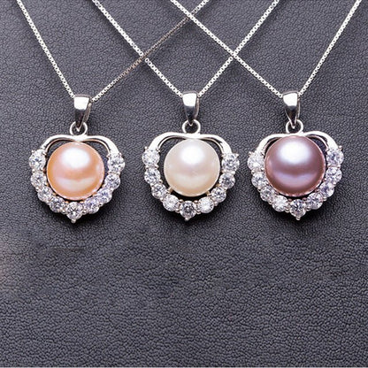 925 Silver Diamond Love Pendant Freshwater Pearl Pendant Fashion Ornament White Copper Gold-plated Jewelry